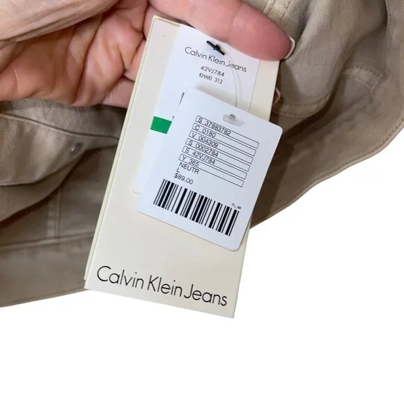 Calvin Klein Womens Overalls Vest Set Beige Size Large Cuffed Shorts Bib Y2K - Picture 11 of 15